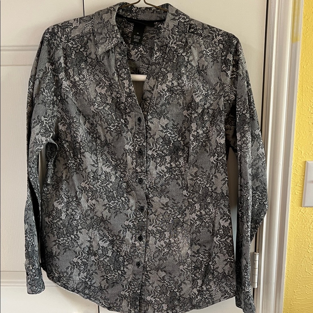 Lane Bryant Black and Gray Blouse